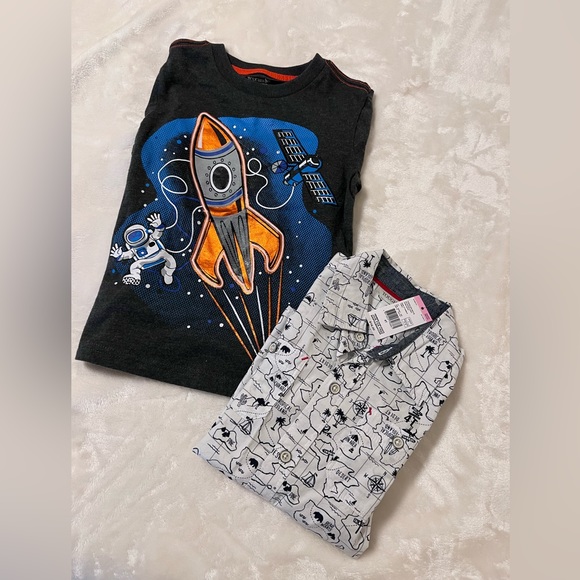 NEW - Pair of Boy’s 4T Toughskins Shirts - Picture 1 of 5